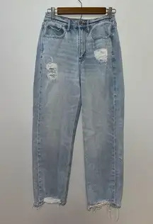 Size 6 American Eagle Light Blue Distressed Highest Rise 90’s Boyfriend Jeans