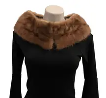 Vintage 50’s Brown Mink Fur Collar Mobwife Real Minx