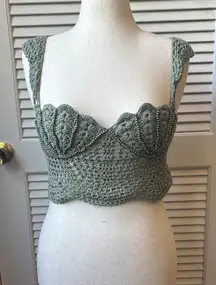 Dollskilk crochet sea shell sage green top size large