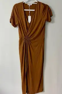 Heartloom Tan Twist Front Maxi Dress