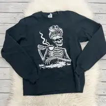 Skeleton Drinking Coffee Halloween Sweatshirt