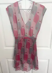 Rachel Antonoff Color-block Face w/ Lips 👄 V-Neck Dress - 100% SILK lining Sz 2