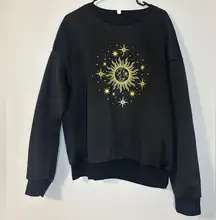 Celestial Sun and Moon Stars Medium Horoscope Astrology Black Sweatshirt