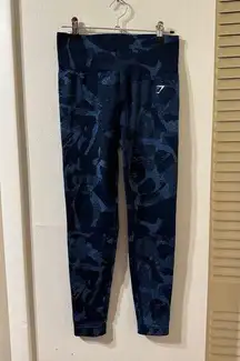 Gymshark Blue  Camo Seamless Leggings Size Medium