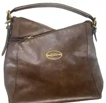 Danbury Mint Everywhere Purse Shoulder Handbag Brown Cognac Faux Leather Lillie