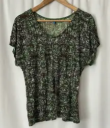 Derek Lam Green/Brown Short Sleeve Shirt Top **Size M** 🌺🌺