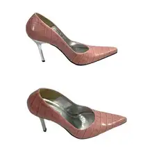 Steve Madden  Tarrah Womens Mirrored Heel Pointed Toe Pumps Pink Faux Croc US 7.5