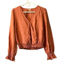 Hem & Thread ANTHROPOLOGIE Mauve Summer Blouse With‎ Ruffles Size Large Boho