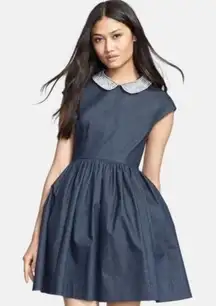 Kate Spade Kimberly Peter Pan Rhinestone Crystal Collar Denim Dress 12