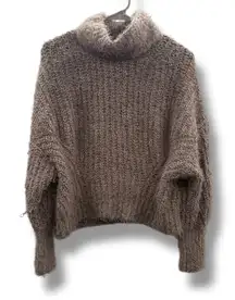 Express‎ Cozy Turtleneck Sweater Women’s Medium Brown Chunky Knit Pullover