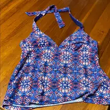 Converse Blue and Red Halter Camisole Swim Top