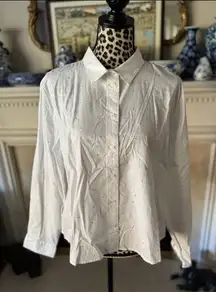J.Crew Rhinestone White Button Down Shirt Blouse Size XL Long Sleeve New