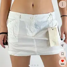 White Y2K Cargo Micro Skirt