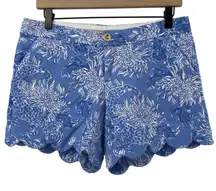 Lilly Pulitzer Buttercup Knit‎ Shorts Boca Blue Croc And Lock It Women 4 Scallop