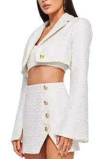 Nookie Queen Cropped Tweed Jacket in Ivory White Size Small NWT