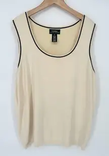 Lauren Ralph Lauren Cream Tank Sweater 1X Silk Blend Classic Old Money Preppy