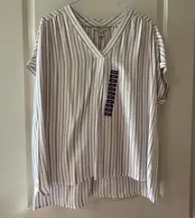 Nine West Red And White Vertical Stripes Blouse Striped Sz XXL NWT $49