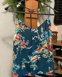 Socialite Emerald Green floral tank top Small