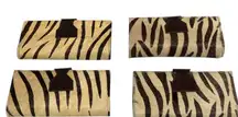 Lot Of 4 Real Handmade Animal Print Fur Leather Loop Closure Wallet/Hand Clutch