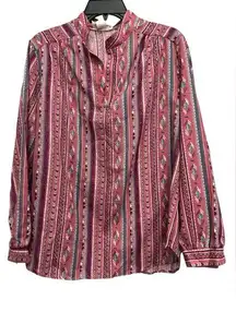 Trissi Vintage Aztec Print Top Western Wear Size XL Pink All Over Print