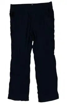 Three Dots Black Crinkle Pull On Pants XL Wide Leg Boho Textured Lightweight