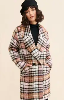 NWT Bernardo plaid wool blend double breasted coat small