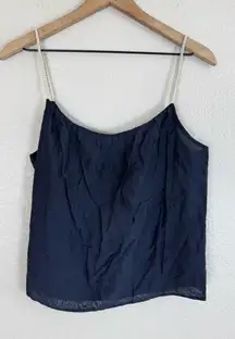 TSE Cashmere Navy Cotton Silk Camisole size 10 NEW $245