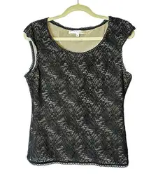 Vintage Y2K Top Daisy Mesh Black Lace Cap Sleeve WhimsiGoth Fairy Grunge Large