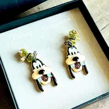 Disney x BaubleBar Goofy Earrings Gold Enamel Statement Drops NWT