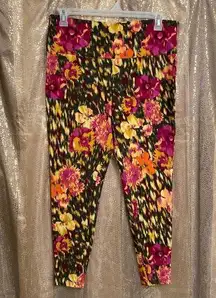 Terra & Sky Floral Pink Green High Rise Leggings Plus 0x 14W NWT