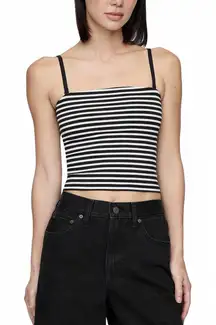 Gap CloseKnit Crop Tube Top Cotton Blend Black White Stripe NWT XL