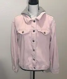 No Boundries Junior's Light Pink Hooded Button Down Corduroy Jacket