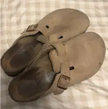 Suede Birkenstock Clogs Boston Leather