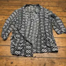 Hollister Women Top Small Cream Patterned 100% Viscose Open Front Cardigan Cover