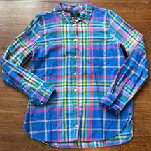 J. Crew Classic colorful plaid button down shirt, 10
