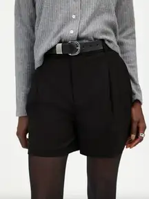 Madewell Easy Pleated Trouser Shorts True Black Wool Blend Relaxed US 0 NWT