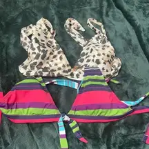 Aerie Bikini Top Leopard and Color block lot Size‎ Womens L GUC! #203
