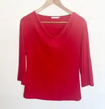 MikaRose Red Cowl Neck Dressy Red Blouse