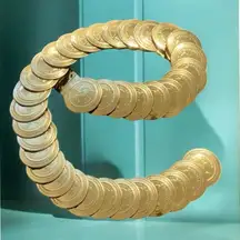 Vintage Queen Elizabeth II Regina Gold Tone Coin Belt