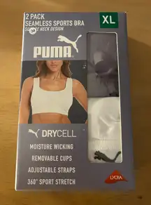 New Women’s Puma 2 Pack Seamless Sports Bras Gray White size XL