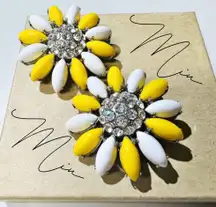 Couture Runway Daisy Crystal Clip-On Earrings