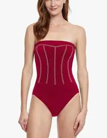 New! Gottex Splendid Bandeau One Piece Swimsuit - Strapless Red