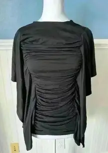 NWT Susana Monaco Ruched Butterfly Ruched Top ~ Black ~ Small ~ VERY FLATTERING!