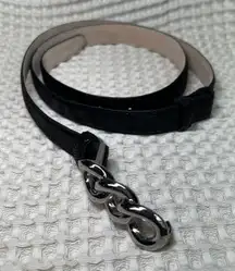 White House‎ Black Market Belt Medium/Large Black Silver Chain Accent
