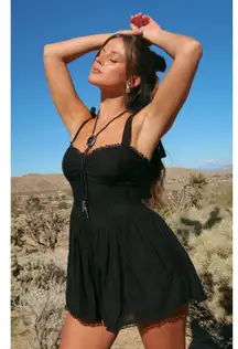 Show Me Your Mumu Regal Cotton Romper in Black S