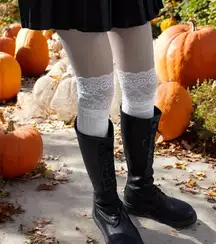 White Lace Top Thigh‎ High Sock-Stockings Sweet JK Style Slim Fit Over The Knee