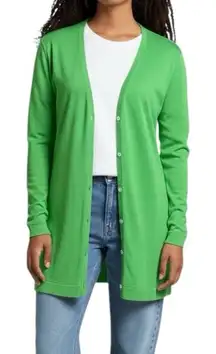 NWT Josie Natori 100% Silk Green Long Cardigan Duster Size Medium