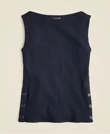 NWT J. Crew Premium Rib Side-button Top Tank Navy Blue