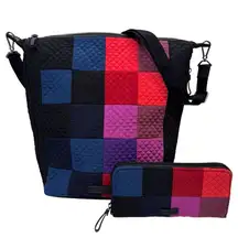 Vera Bradley Winter Patchwork Carson Hobo Purse Wallet Set Matching Boho Leopard