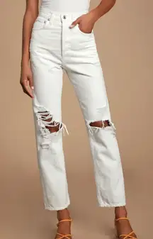 Agolde 90’s Loose Fit Straight White Out Distressed Jeans